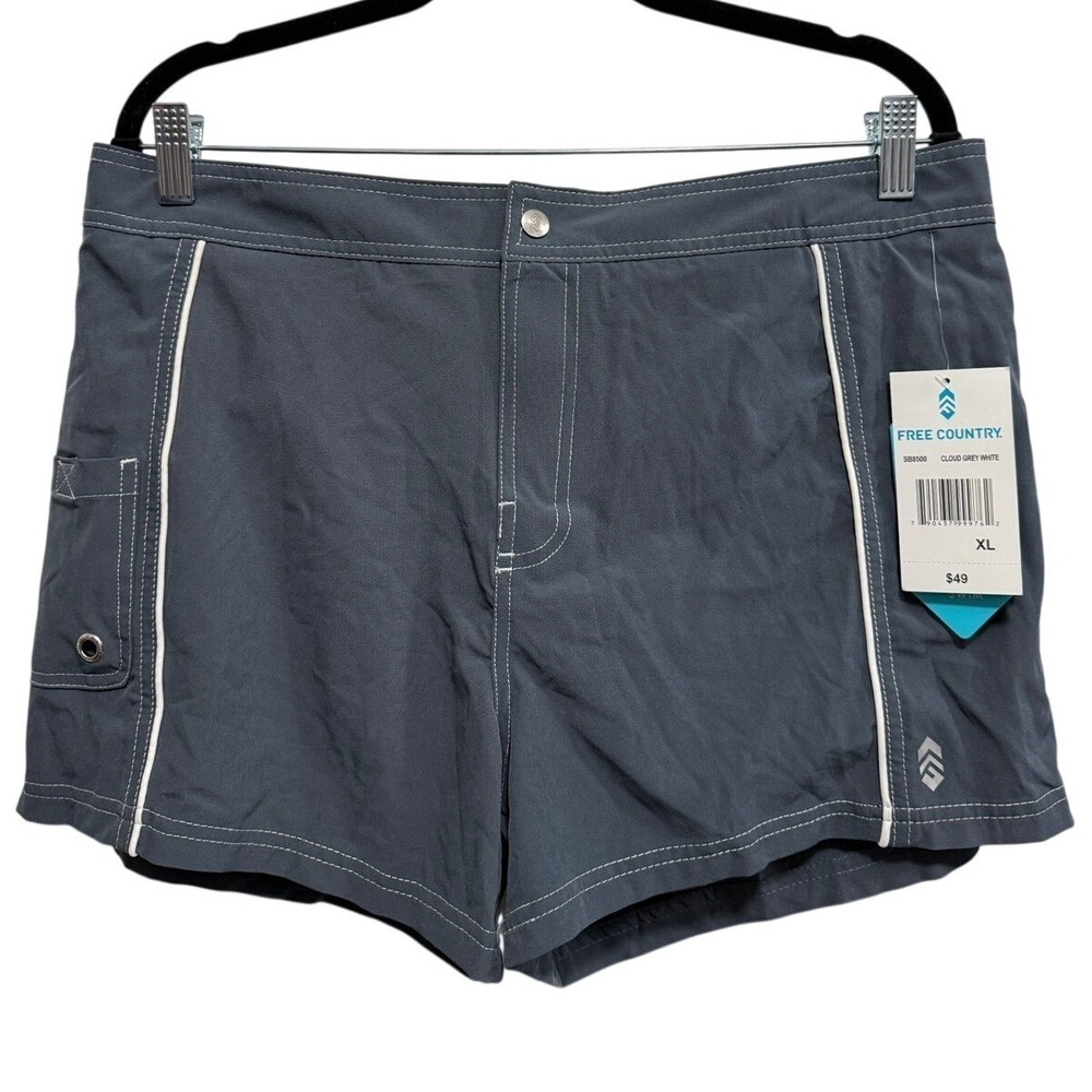 Free Country Women XL Cloud Grey White 4-Way Stretch Board Shorts SB8500 NWT